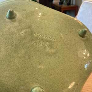 Red Wing green art pottery bowl