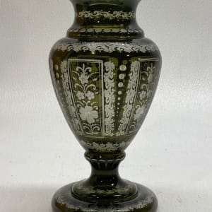 Bohemeian etched to clear vase 