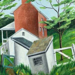 Original oil painting of farm buildings, Image 1.