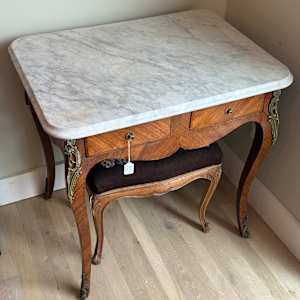 Marble topped Italian 2 drawer desk, Image 5.