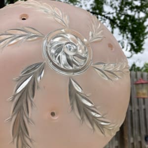 1940's ceiling fixture ~  frosted pink pattern 