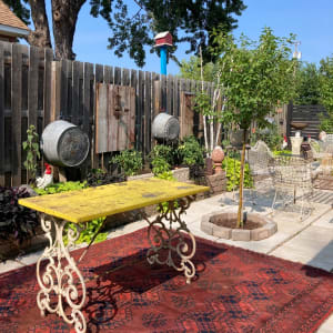 Garden Iron table with yellow top 