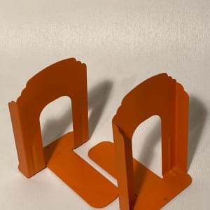 Post modern metal power coated ORANGE bookends 