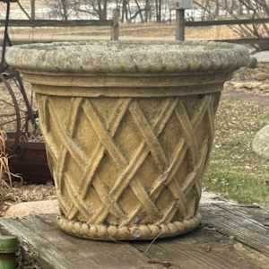 Cement basket weave planter, Image 2.