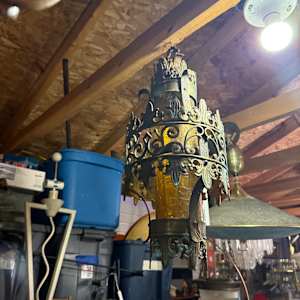 1920's pendant light with amber shade 