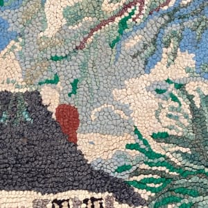 Hand hooked cottage scene rug 