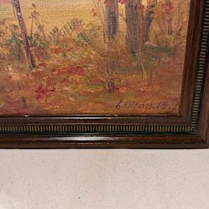 framed Carl G. T. Olson  original painting on board autumn scene #109 