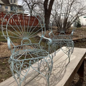 Small metal wire garden chair 