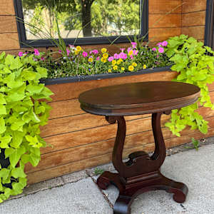 Oval Mahogany empire revival side table, Image 2.