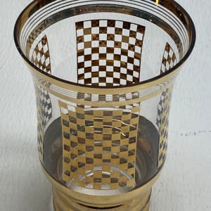 Art Deco gold painted checker board patten Perfume dresser vase 