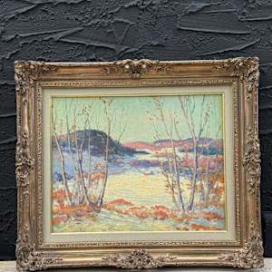 Carl G.T. Olson original painting on board Snowy landscape #4 