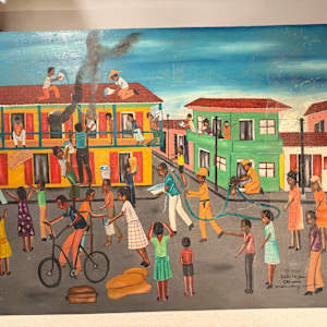 original Haitian street scene by Eugene Jean