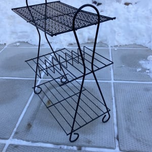 Metal painted black tiered indoor garden plant stand 