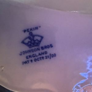 16" oval blue and white transfer ware platter, Image 4.