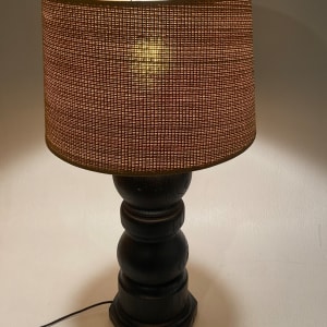 Brutalist painted black wooden table lamp 