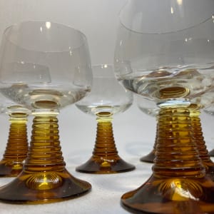 German Rhein Roemer port amber stem glasses 