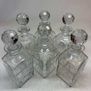 grid cut clear glass decanter 