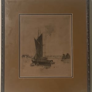 Framed Sail boat engraving 