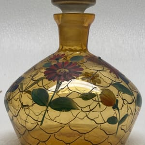 Art Deco hand painted floral perfume bottle with stopper by Perfume 