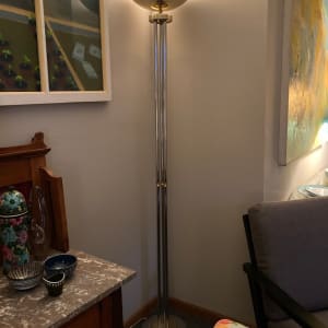 Chrome and brass torchiere floor lamp 
