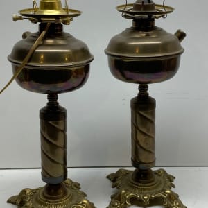 Pair of vintage brass table lamps 