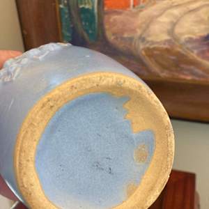 Matte blue Hull cherry vase 