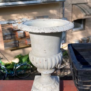 Small metal white urn 