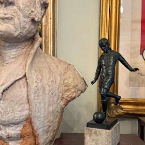 Soccer sculpture on marble base, Image 4.