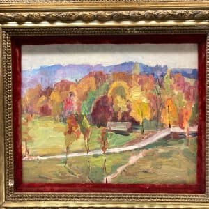Framed original fall  landscape on board 