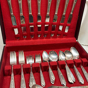 Sharon set of silver-plate flatware in original box 