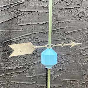 lightening rod with blue glass ball and arrow 