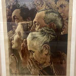 Large 1944 Freedom of Worship Norman Rockwell 