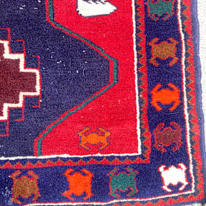 Vintage handmade rug with swans 