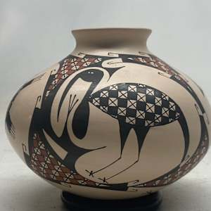 Juan Mora hand painted Southwest  pottery vase 