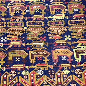 hand made antique navy and green with turtles runner 