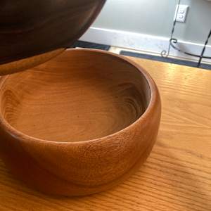 covered teak bowl 