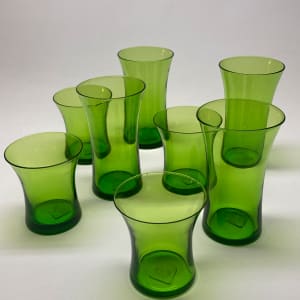 Set of 4 modern emerald green water glasses 