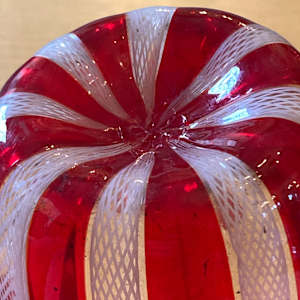 red and white Murano latticino handkerchief vase 