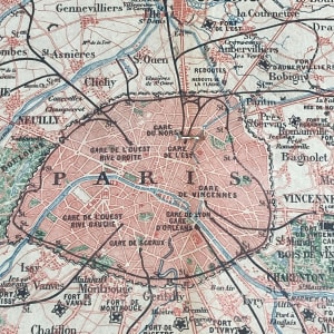 Vintage 19th century Paris map 