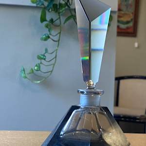 Smoke glass German crystal perfume bottle 