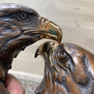 Original limited edition bronze sculpture of wall mounted eagles 