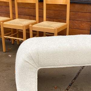 Upholstered post modern 5' long bench 