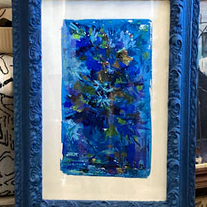 Original blue abstract painting on paper by Jacqueline Jacqueier, Image 5.