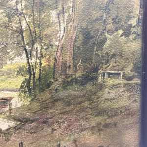 framed vintage print with boat 