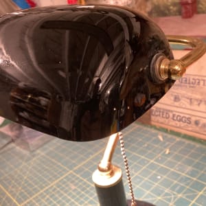 Black  bankers lamp  with marble base 