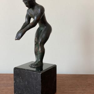 Bronze swimmer on marble base 