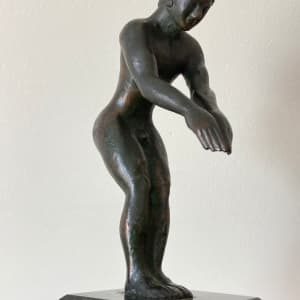 Bronze swimmer on marble base 