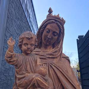 LARGE Hand carved Mother Mary and Jesus 