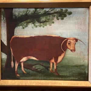 Primitive framed cow painting on canvas 