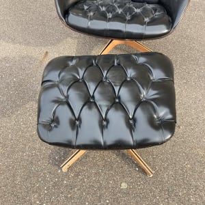 Vintage upholstered Mr. Chair and ottoman 
